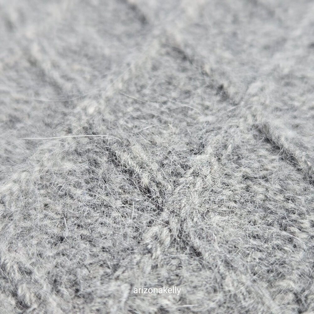 Lauren Ralph Lauren Lambswool Angora Scarf Cable Diamond Poinetlle Grey - Picture 4 of 14